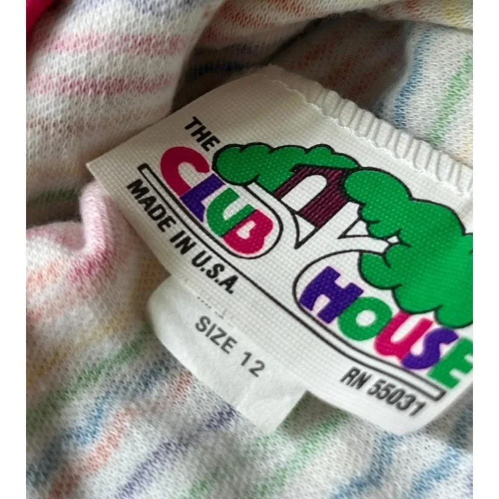 Nwt Vtg CLUB HOUSE ROMPER Rainbow Stripes w/Floral Elastic Waist Shorts 12/10/8